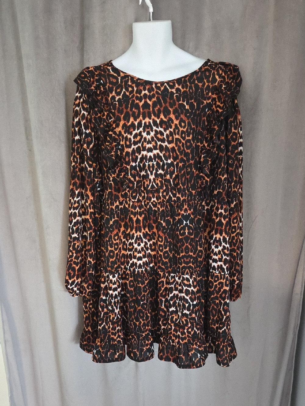 ASOS Size 24 Leopard Print Mini Dress in Brown & Black